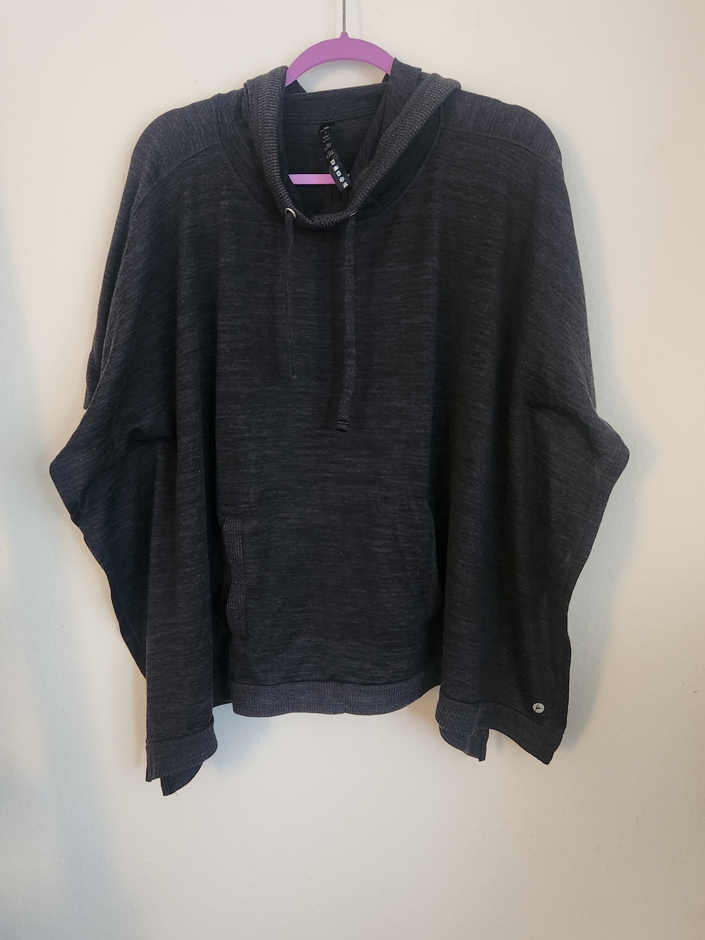 90 Degree By Reflex Charcoal Black Hooded Pullover Sweater